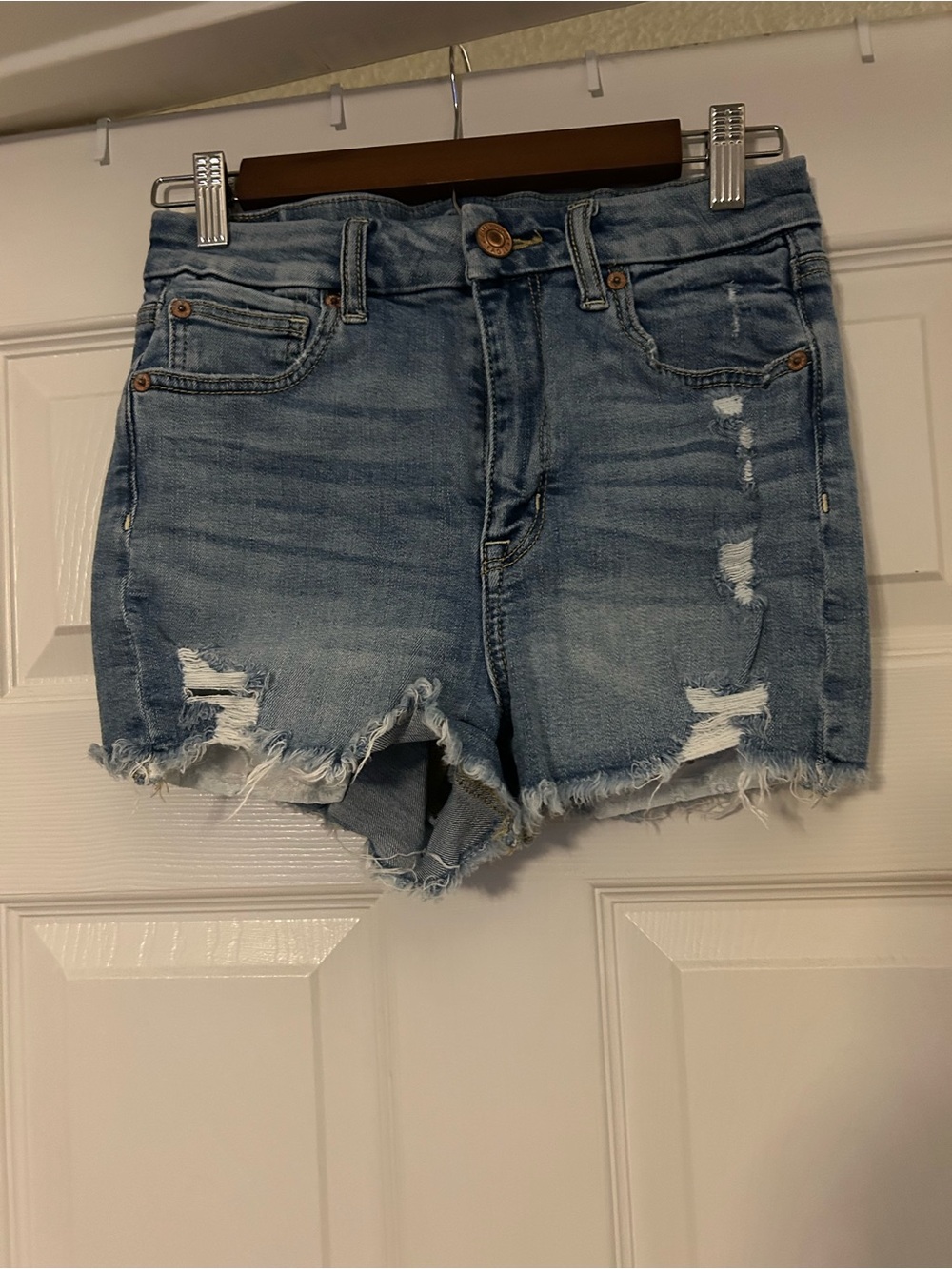 American Eagle Outfitters Light Wash Distressed Denim Shorts